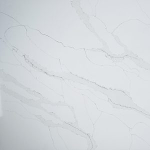 Luxury engineered stone benchtop with natural marble-inspired patterns, ideal for high-end kitchens and bathrooms.